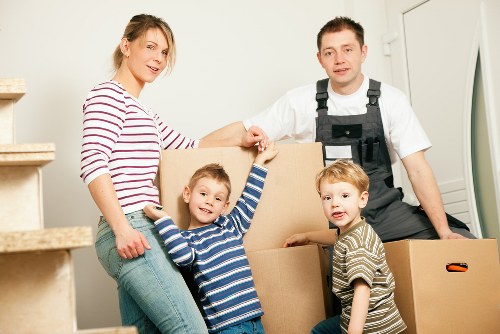 Securely arranged moving boxes inside a van