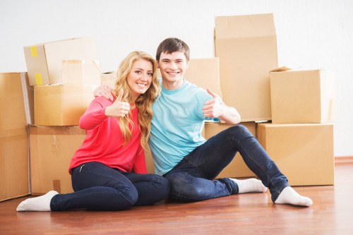 Packing boxes and furniture prepared for a local move